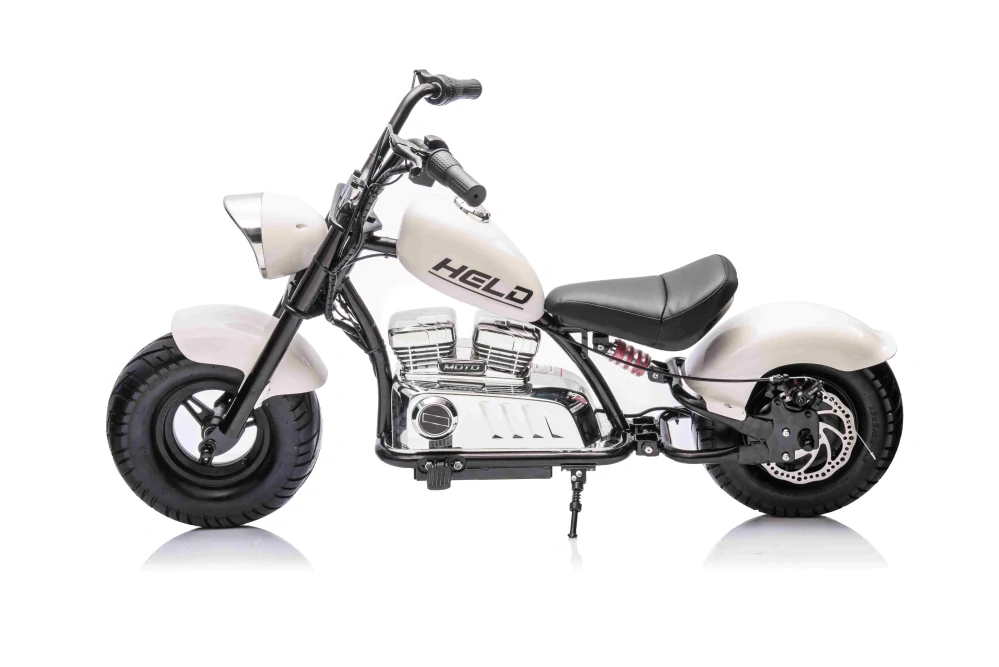 JOKO Elektrická Motorka Chopper Warrior 350W, 36V, nosnosť 80kg, Nafukovacie kolesá, kožené sedadlo, biela