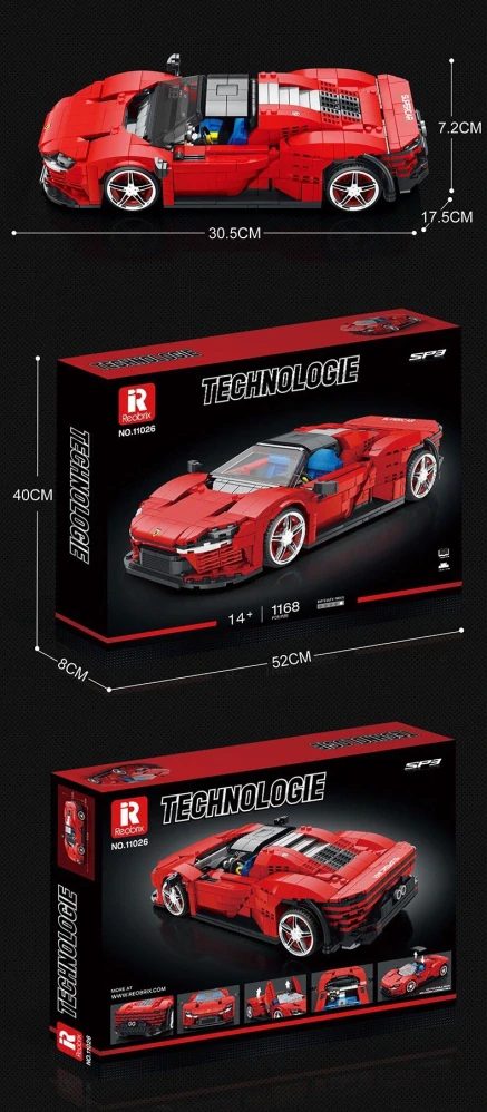 JOKO Technická Stavebnica Športové Auto SP3 1168ks, červené