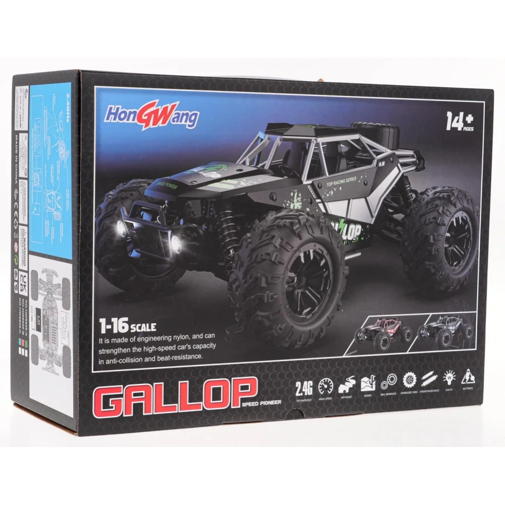 JOKO RC Kovové Auto Crawler MONSTER ROCK 4x4 na diaľkové ovládanie, zelené