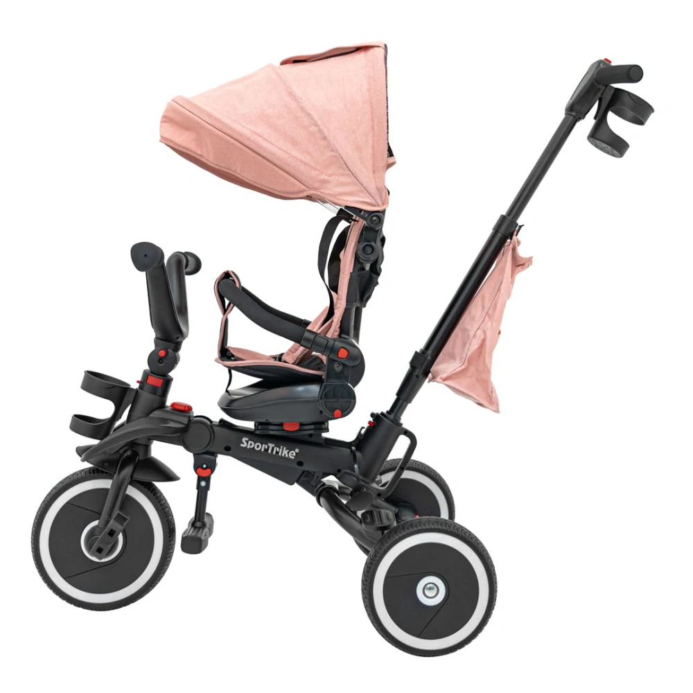 Sportrike Detská Trojkolka RIDER, detský bicykel 3v1 s vodiacou tyčou, ružová