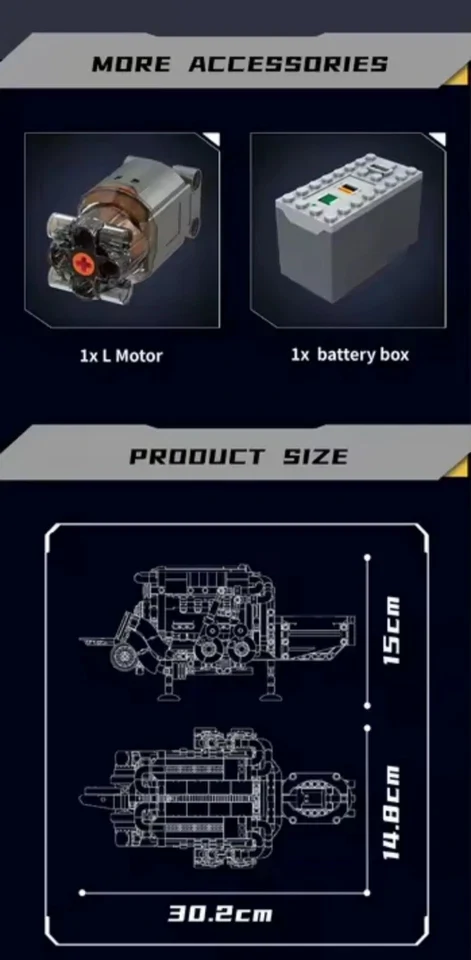Mould King Technická Stavebnica Motor auta 952ks s Batériovým Boxom