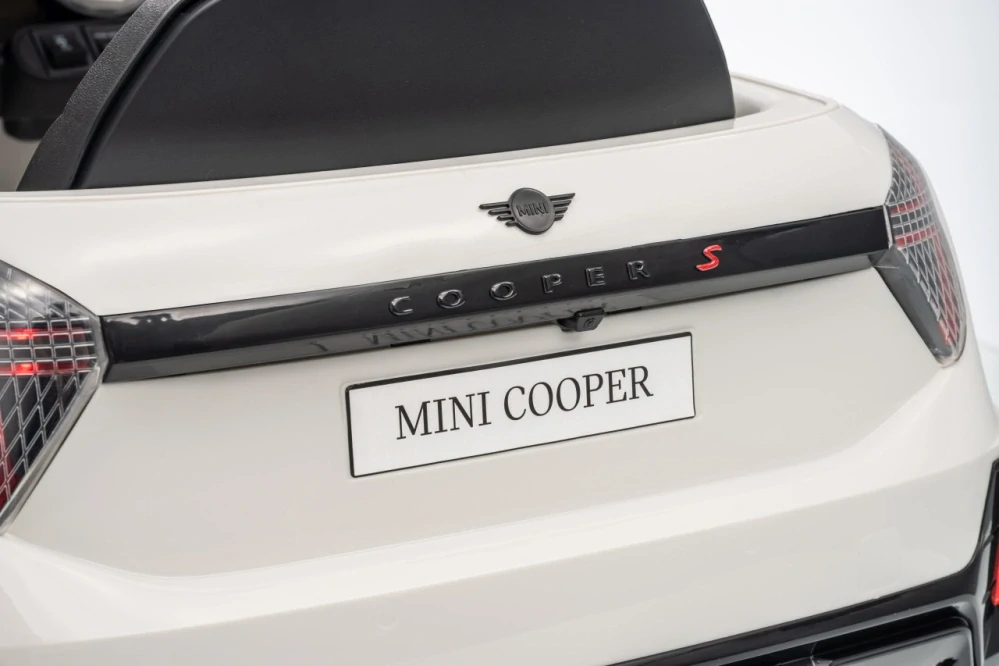 JOKO Elektrické autíčko Mini Cooper, penové kolesá, kožené sedadlo, biele