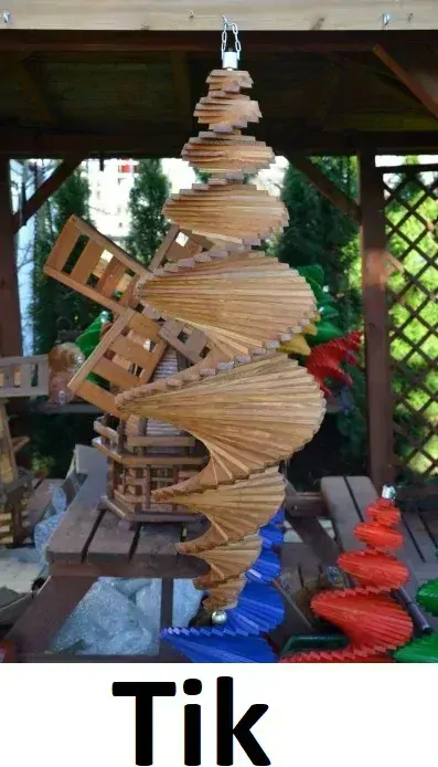 MKSTOR Drevená Veterná špirála 100cm, tik