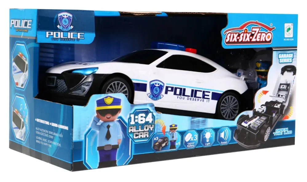 JOKO Veľké Policajné auto 30cm so zvukom a svetlom + policajt + 3 Mini autíčka