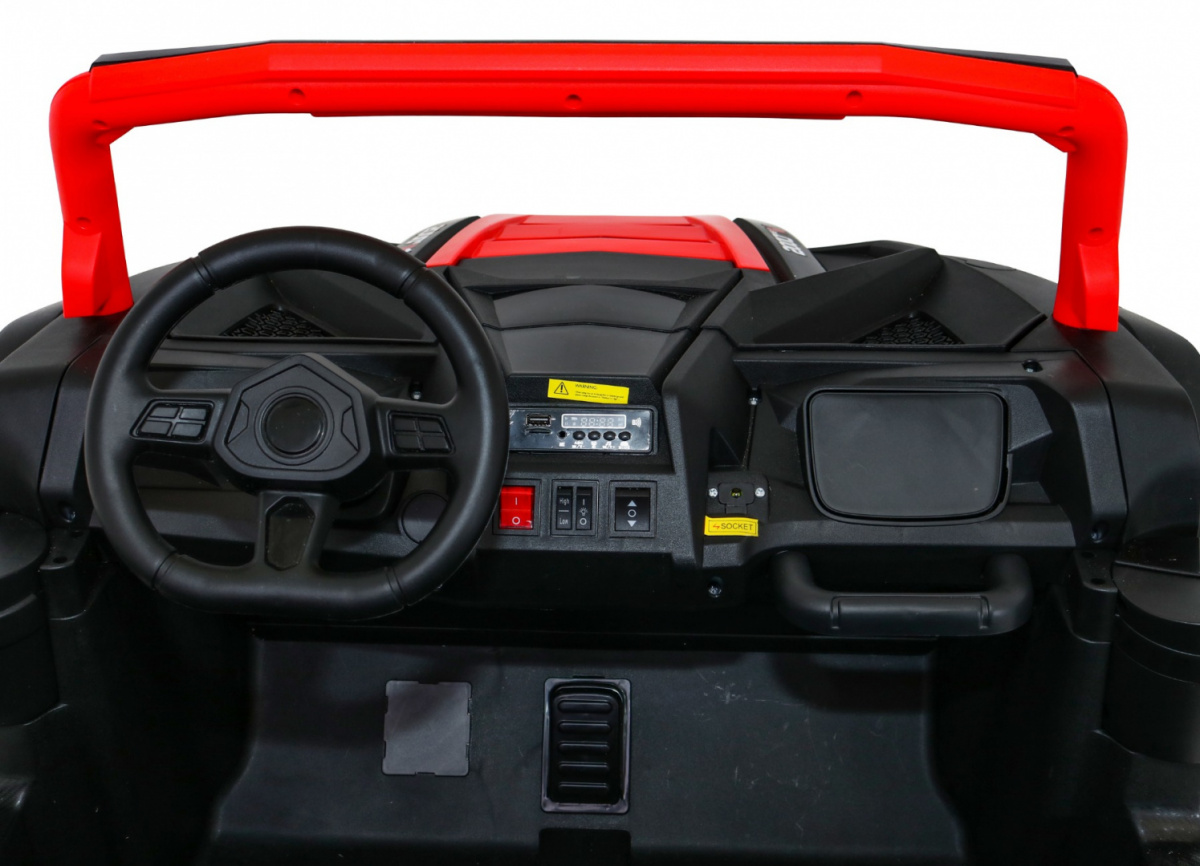 JOKO Elektrické autíčko Buggy ATV STRONG Racing 180W 24V, nosnosť 100kg, brzdový pedál, Dvojmiestne, nafukovacie kolesá, červené