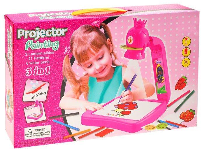 JOKO Detský Projektor pre deti s fixami a Obrázkami, ružový