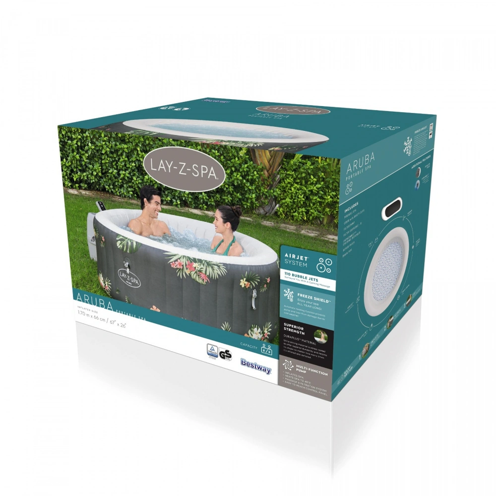 Bestway 60061 Vírivka Lay-Z-Spa Aruba Jacuzzi pre 4 osoby, motív kvety