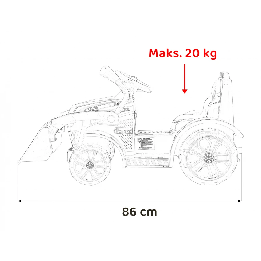 JOKO Elektrický traktor Buldozér G320 s pohyblivou Radlicou, červený
