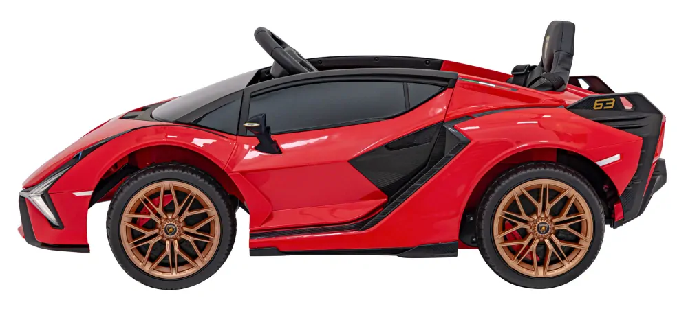 JOKO Elektrické Autíčko Lamborghini Sian 4x4, penové kolesá, kožené sedadlo, červené