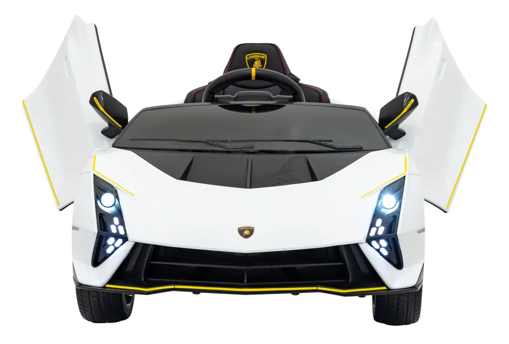 JOKO Elektrické autíčko Lamborghini Invencible 4x4, penové kolesá, kožené sedadlo, biele