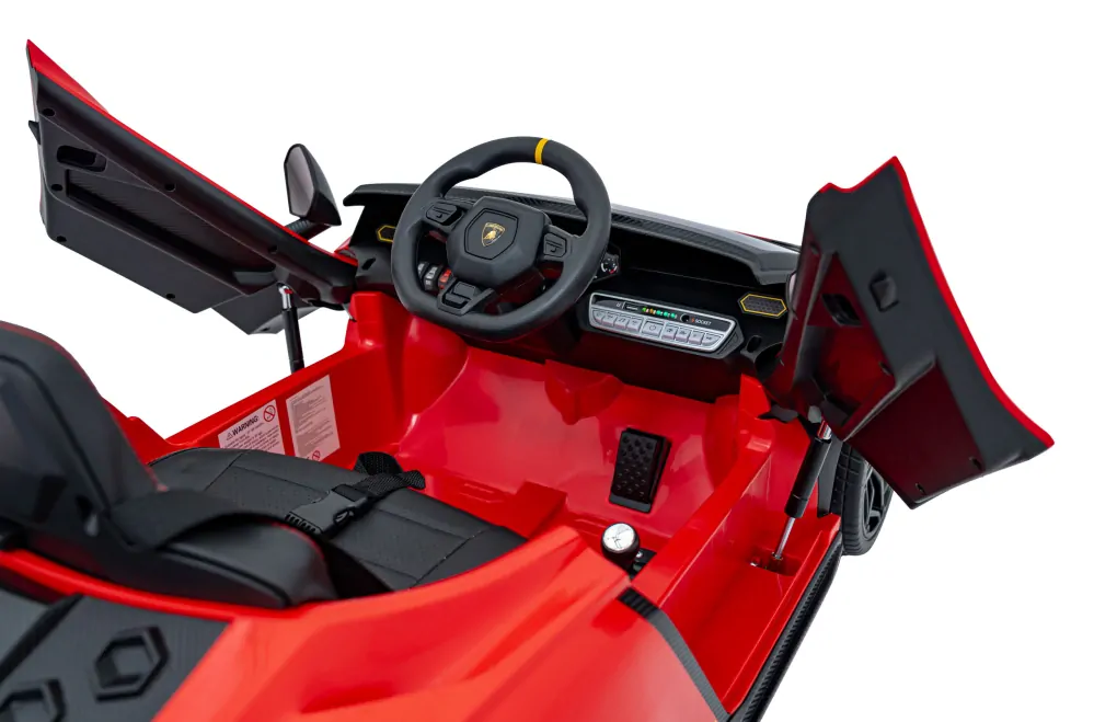 JOKO Elektrické autíčko Lamborghini Invencible 4x4, penové kolesá, kožené sedadlo, červené