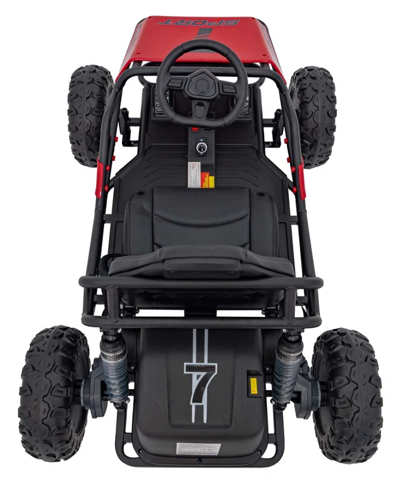 JOKO Elektrické Autíčko Sport 5, penové kolesá, kožené sedadlo, 2x100W, nosnosť 60kg, červené