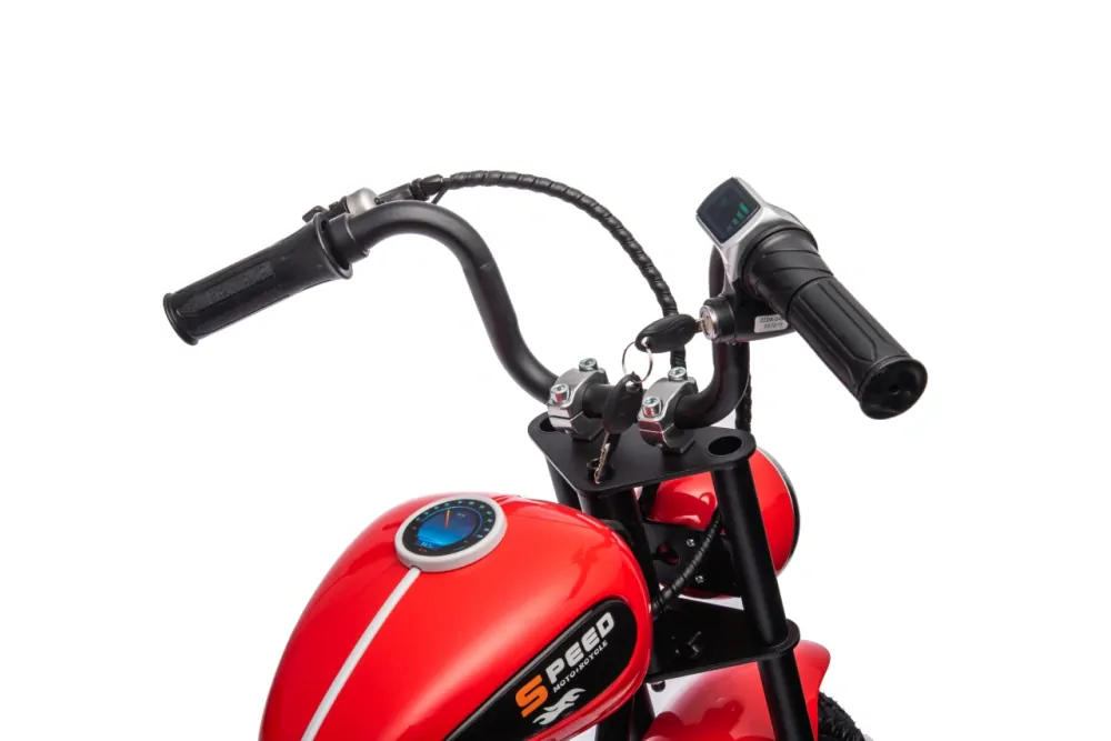 JOKO Elektrická Motorka SPEED Power 24V 250W, Bezkomutátorový Motor, rýchlosť 15,5 km/h, nosnosť 80kg, nafukovacie kolesá, červená