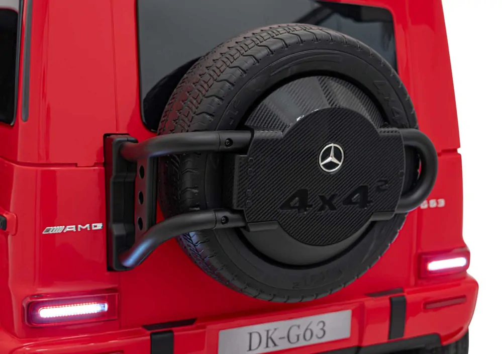 JOKO Elektrické autíčko Mercedes Benz G63 AMG XXL 4x200W 24V, penové kolesá, DVOJMIESTNE kožené sedadlo, Nosnosť 80kg, červené