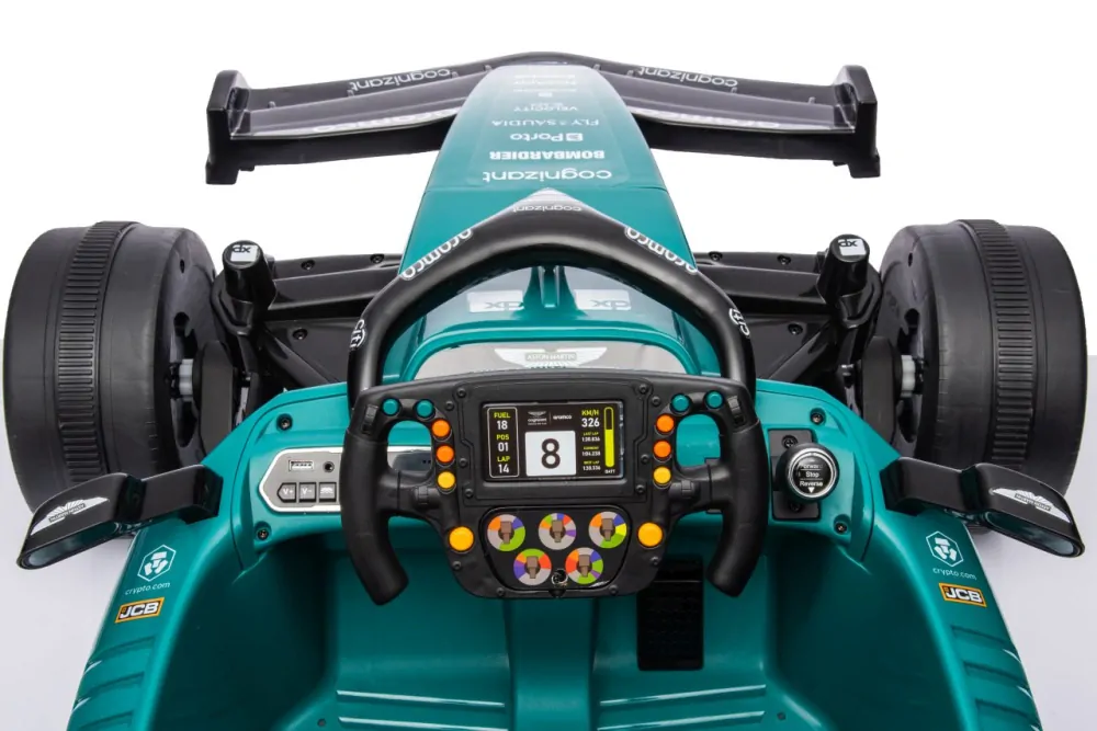 JOKO Elektrické Autíčko Formula 1 Aston Martin Cognizant Aramco 4x4, 24V, Penové kolesá, kožené sedadlo, zelená