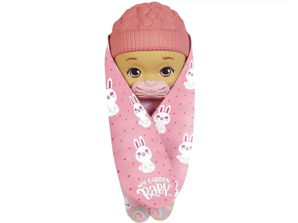 Mattel My Garden Baby Moje Prvé Bábätko – Ružový Zajačik + obal Kolíska