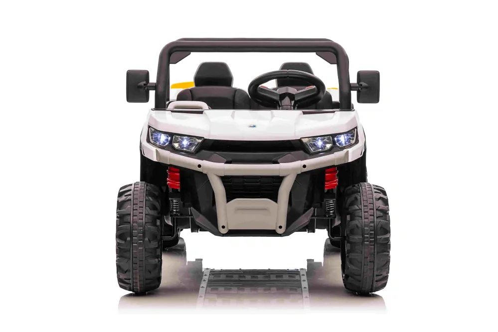 JOKO Elektrické autíčko s Elektricky vyklápacou vlečkou Pick-Up Speed 900, EFEKT Hojdania, kožené sedadlo, 6 kolies, penové kolesá, nosnosť 50kg, biele