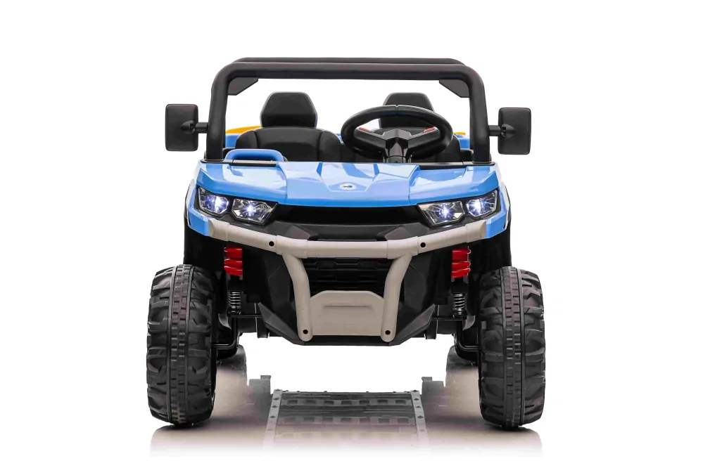 JOKO Elektrické autíčko s Elektricky vyklápacou vlečkou Pick-Up Speed 900, EFEKT Hojdania, kožené sedadlo, 6 kolies, penové kolesá, nosnosť 50kg, modré