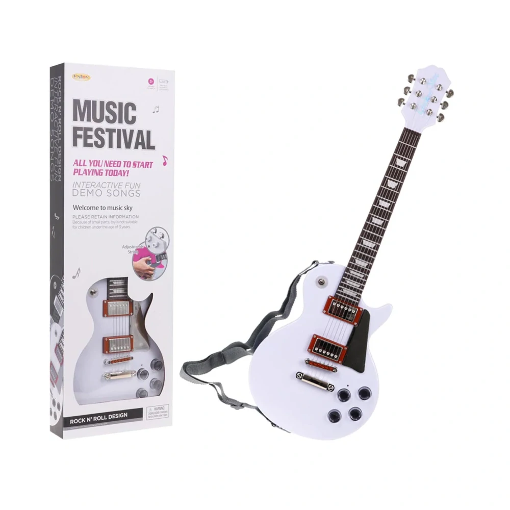 JOKO Detská Elektrická Gitara s Mikrofón a slúchadlami, biela