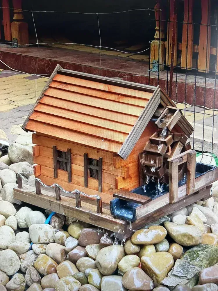 MKSTOR Drevený Vodný Mlyn na vodu 77cm, dekorácia do záhrady, masív, MW53