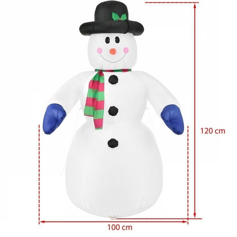 MKSTOR Nafukovací Svietiaci Snehuliak 120cm s LED osvetlením