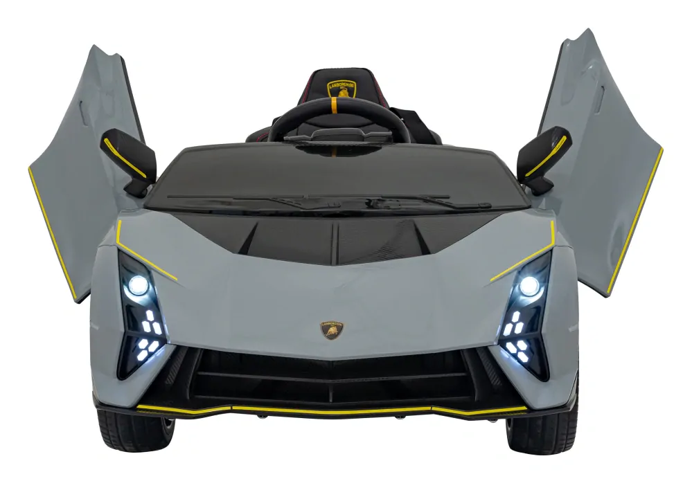 JOKO Elektrické autíčko Lamborghini Invencible 4x4, penové kolesá, kožené sedadlo, sivé