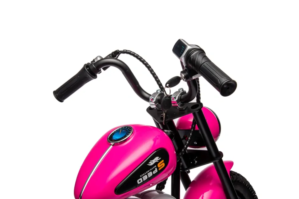 JOKO Elektrická Motorka SPEED Power 24V 250W, Bezkomutátorový Motor, rýchlosť 15,5 km/h, nosnosť 80kg, nafukovacie kolesá, ružová
