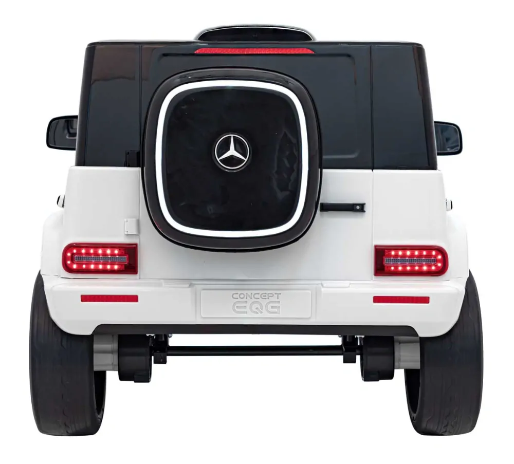 JOKO Elektrické Autíčko Mercedes Benz EQG 4x4, penové kolesá, kožené sedadlo, Prídavné LED svetlá, biele