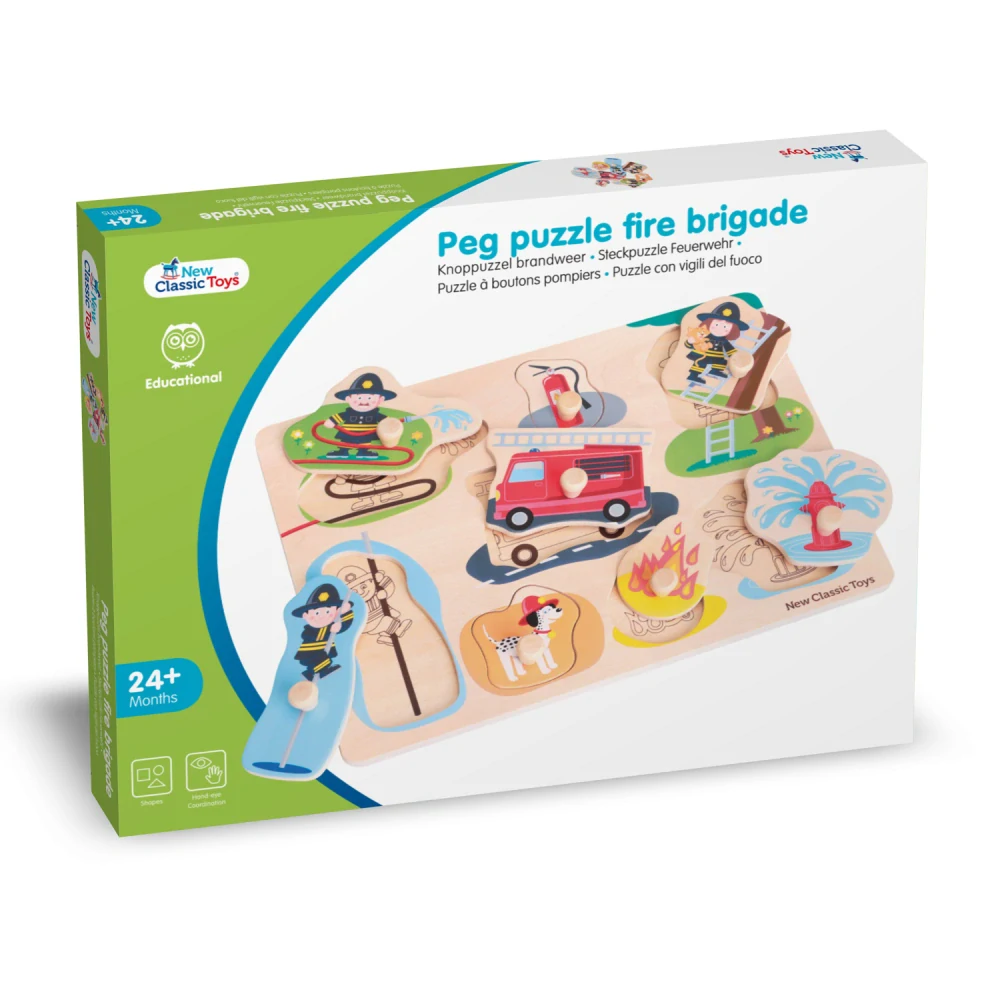 New Classic Toys, Drevené vkladacie puzzle Hasiči, 8 ks