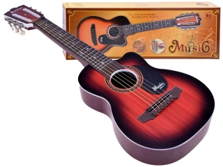 JOKO Detská plastová gitara, 6 kovové struny, hnedá