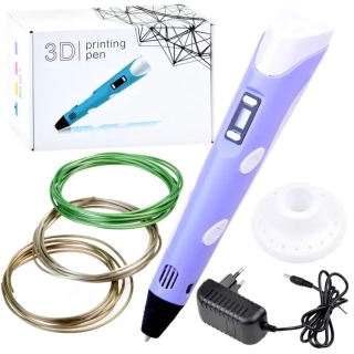 JOKO 3D Pero na kreslenie na batérie na vytváranie priestorových 3D obrázkov + náplne 6 metrov, fialové