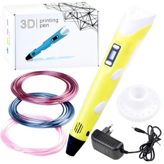 JOKO 3D Pero na kreslenie na batérie na vytváranie priestorových 3D obrázkov + náplne 6 metrov, žlté