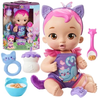 MATTEL My Garden Baby Veľká Interaktívna Bábika Mačiatko 32cm so zvukmi – Fialové HHP27 32cm