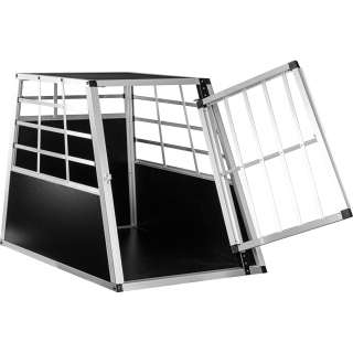 PETSTUFF Klietka pre Psa, mačku do Auta, Hliníkový Prepravný Box, prepravka 90x53,5x70cm, strieborná a čierna